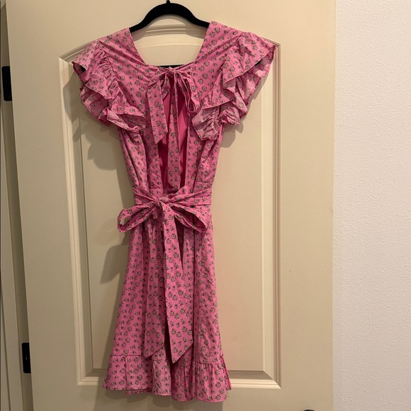 AUREUM Pink Floral Ruffle-Sleeve Casual Dress - Picture 3 of 4